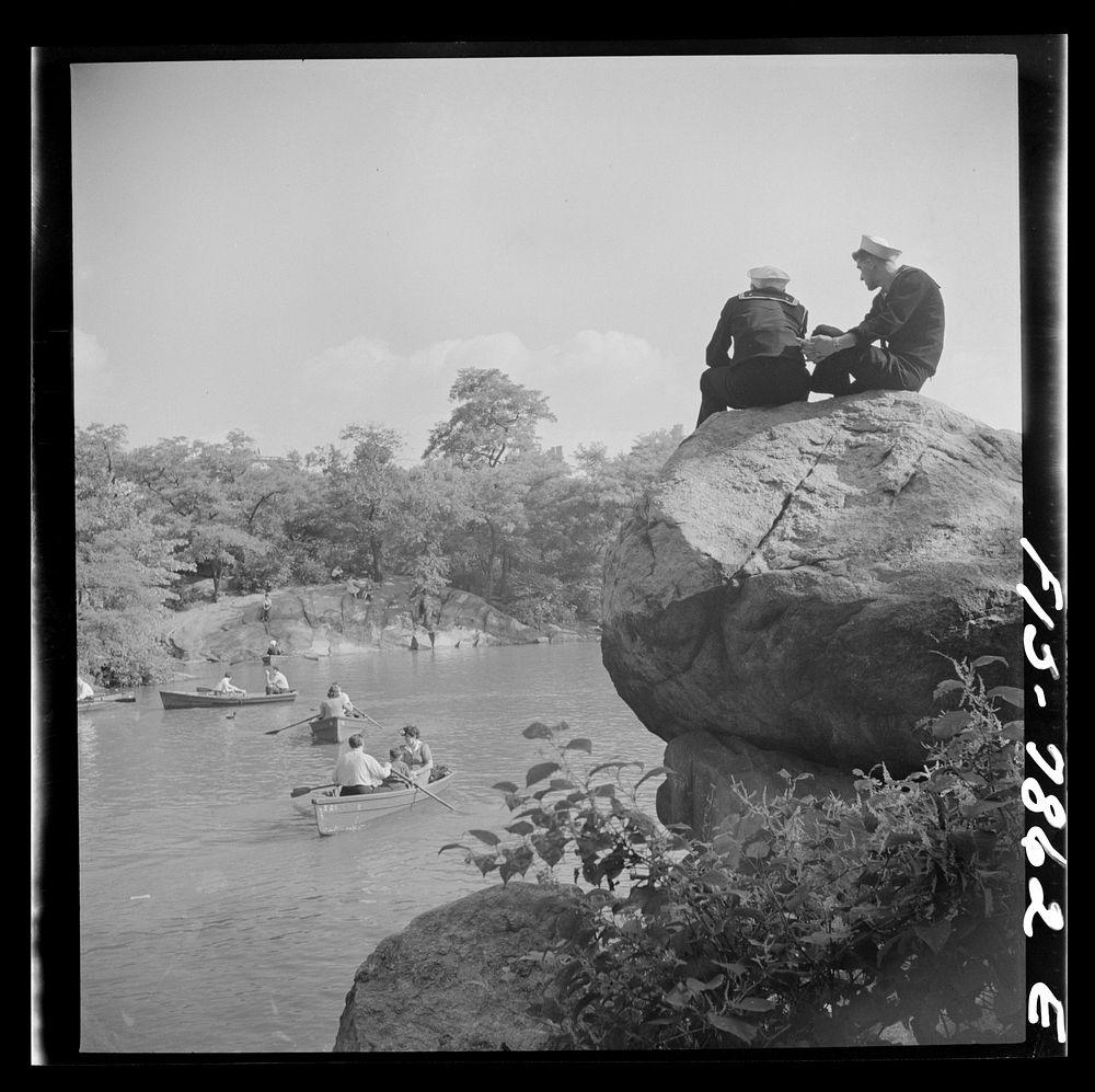 New York, New York. Central Park lake on Sunday. Sourced from the Library of Congress.