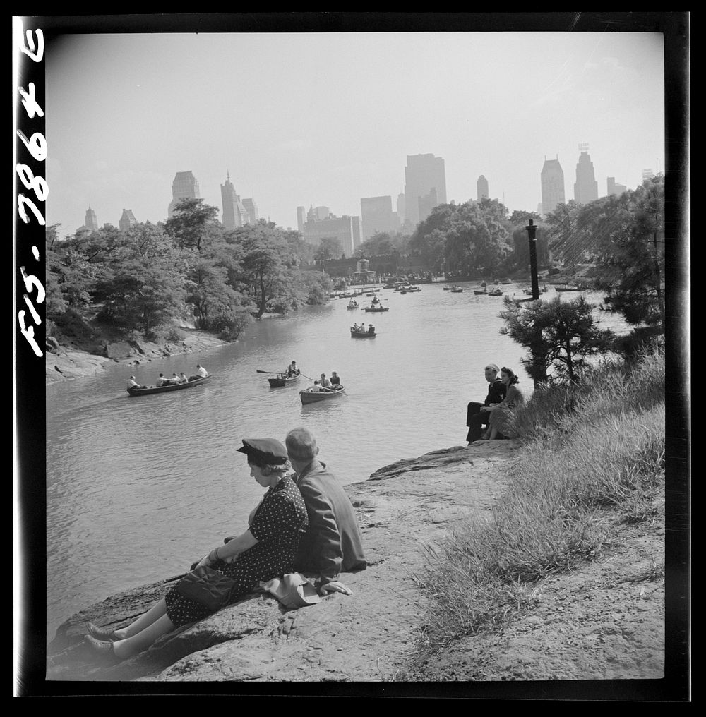 [Untitled photo, possibly related to: New York, New York. Looking north Central Park lake on Sunday]. Sourced from the…
