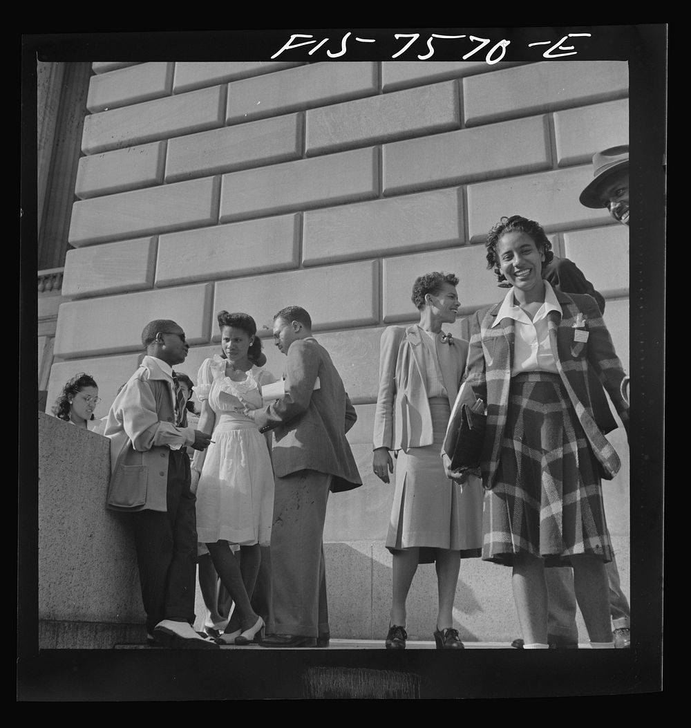 Washington, D.C. International student assembly. Students in front of the interdepartmental auditorium. Sourced from the…