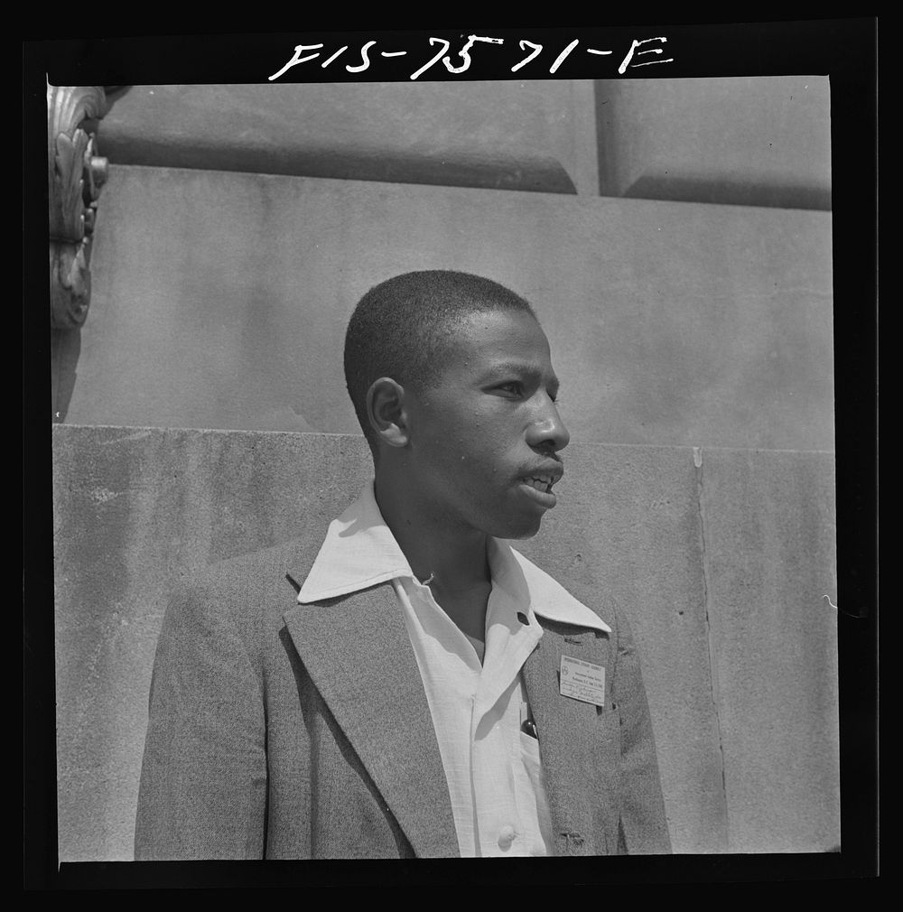 Washington, D.C. International student assembly. Theodore R. Johnson, a delegate from Tuskegee Institute. Sourced from the…