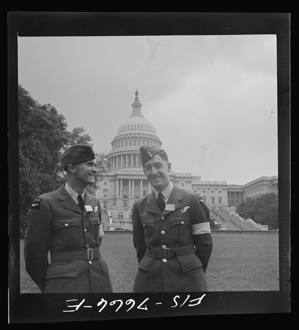 Washington, D.C. International student assembly. Delegates from New Zealand: left, pilot officer Carlysle Blackie; right…
