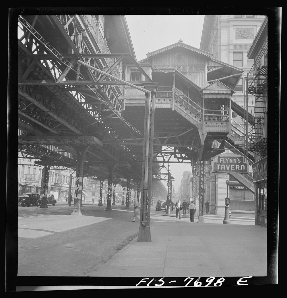 [Untitled photo, possibly related to: New York, New York. Third Avenue elevated railway at 18th Street]. Sourced from the…