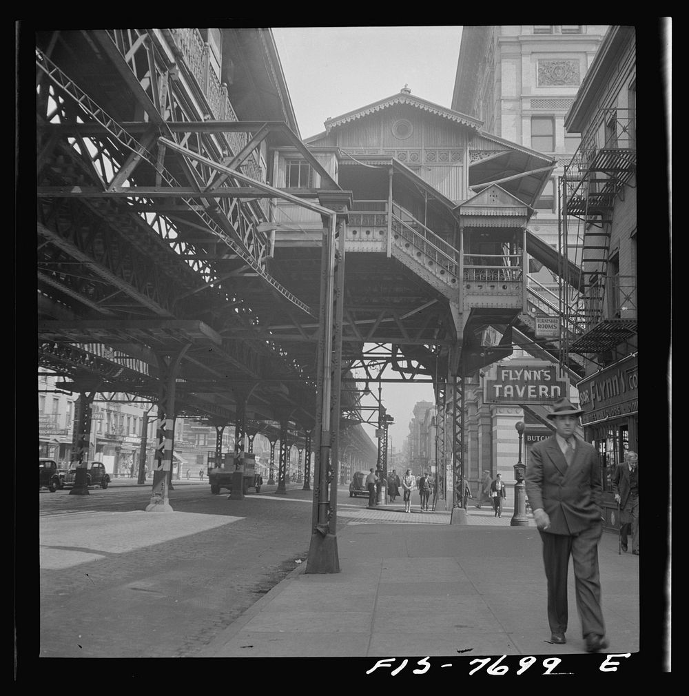 New York, New York. Third Avenue elevated railway at 18th Street. Sourced from the Library of Congress.
