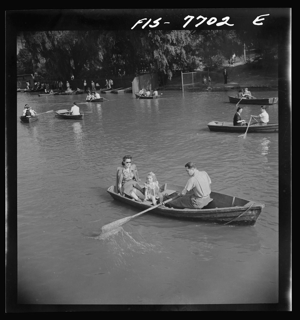 New York, New York. Central Park lake on Sunday. Sourced from the Library of Congress.