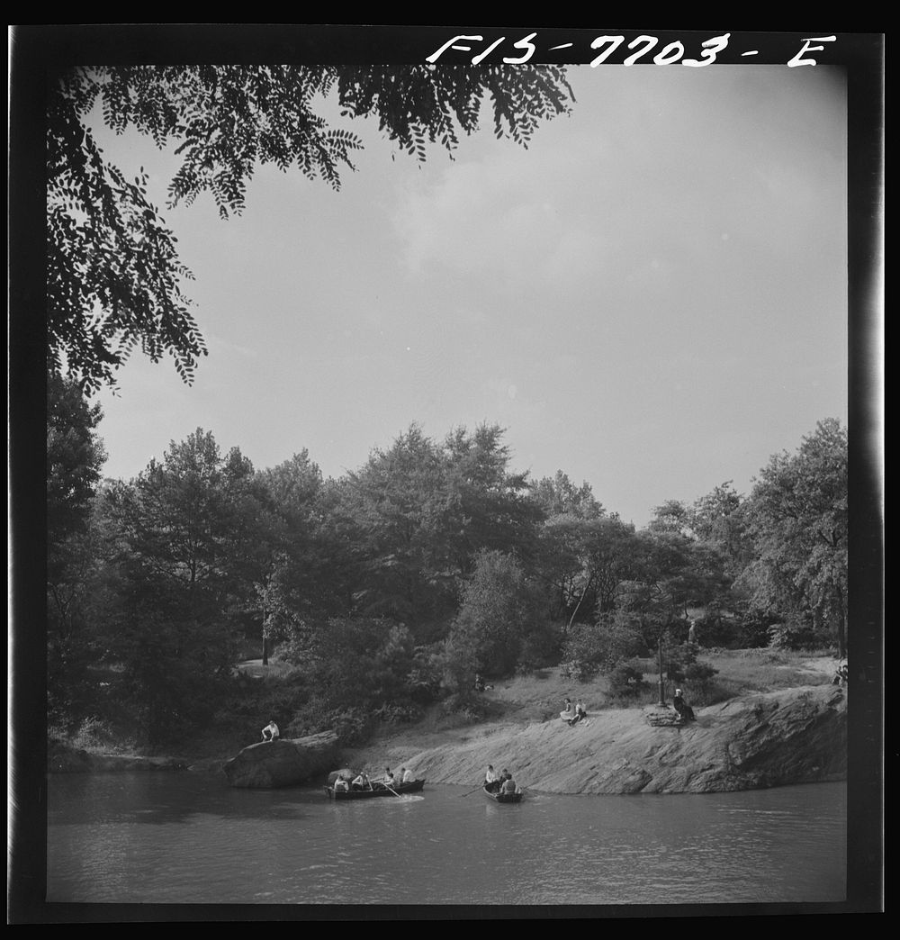 [Untitled photo, possibly related to: New York, New York. Looking north on Central Park lake on Sunday]. Sourced from the…