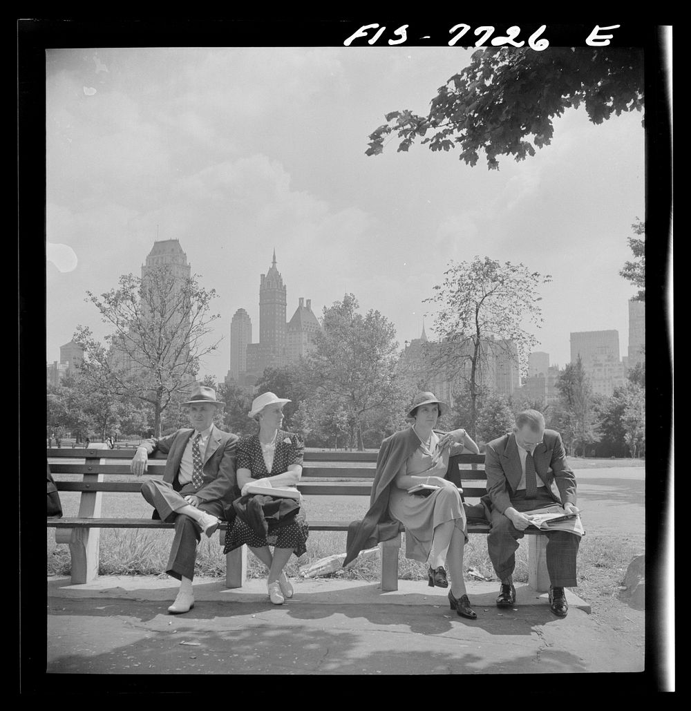 New York, New York Sunday sitters near the mall, in Central Park, looking south. Sourced from the Library of Congress.