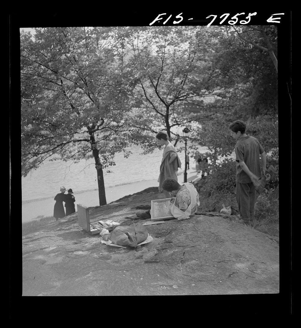 New York, New York. Artist in Central Park near the lake. Sourced from the Library of Congress.