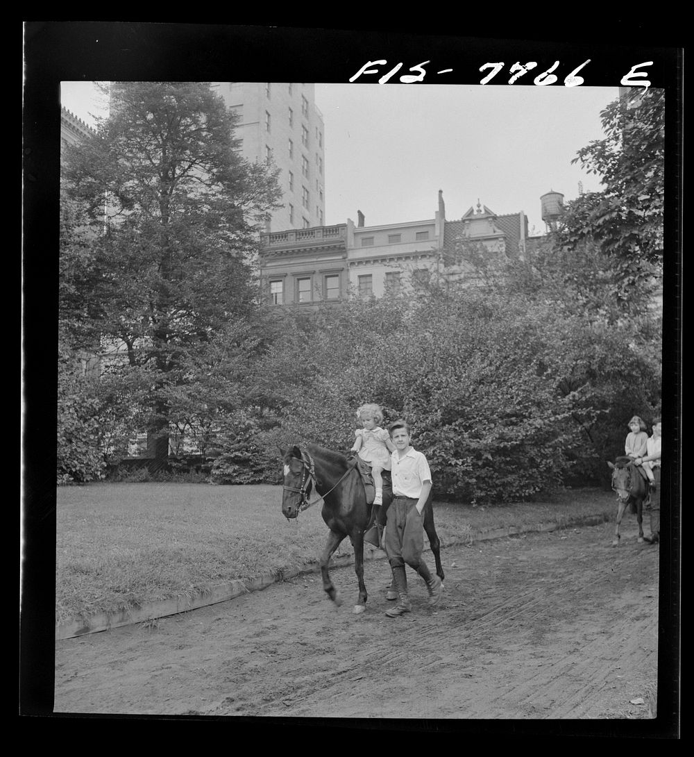 New York, New York. Pony riding in Central Park. Sourced from the Library of Congress.