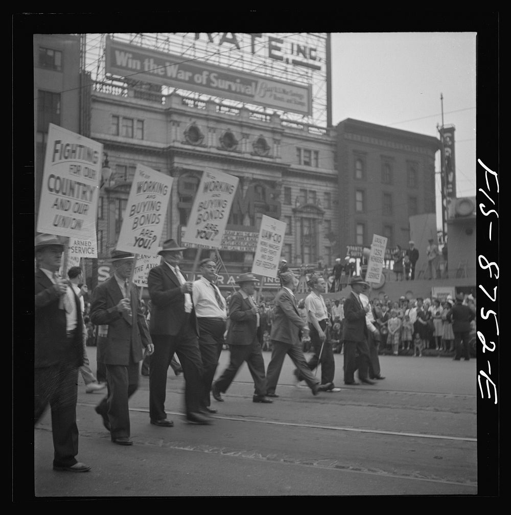 Detroit (vicinity), Michigan. Marchers in the Labor Day parade. Sourced from the Library of Congress.