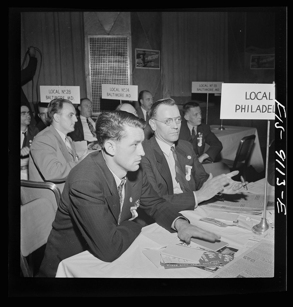 New York, New York. Marine and shipbuilding convention. Delegates listening to speeches. Sourced from the Library of…