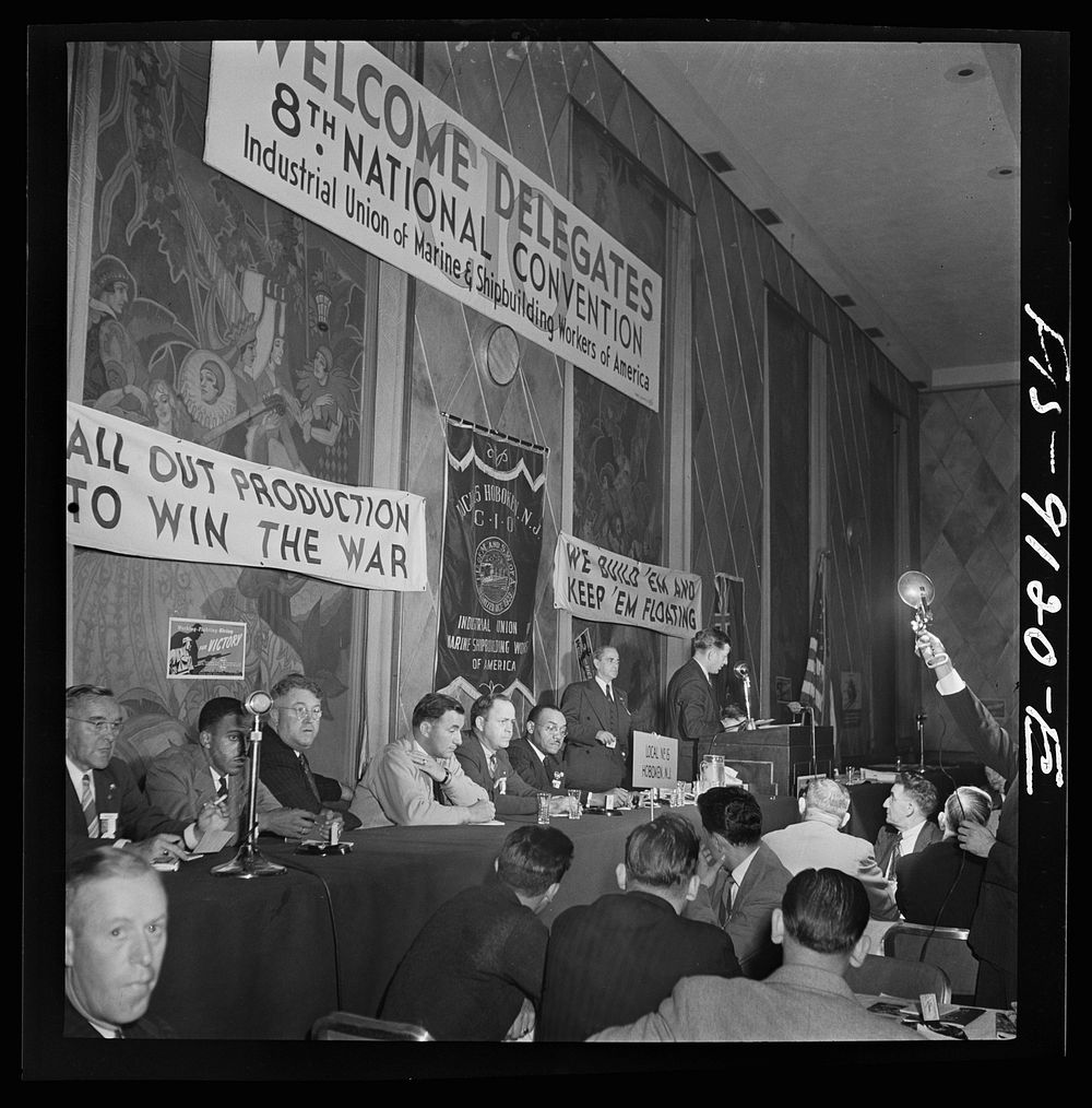 New York, New York. Marine and shipbuilding workers' convention. Speakers' table. Sourced from the Library of Congress.