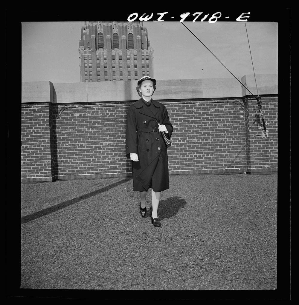 [Untitled photo, possibly related to: New York, New York. Powers Agency model ina WAVE's (Women Auxiliary Volunteer…
