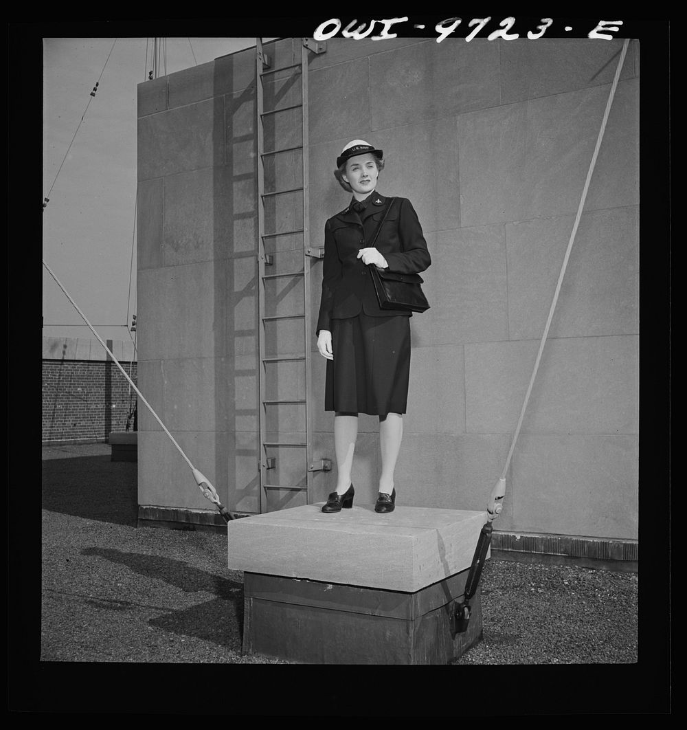 [Untitled photo, possibly related to: New York, New York. WAVE (Women Auxiliary Volunteer Emergency Service) uniform modeled…