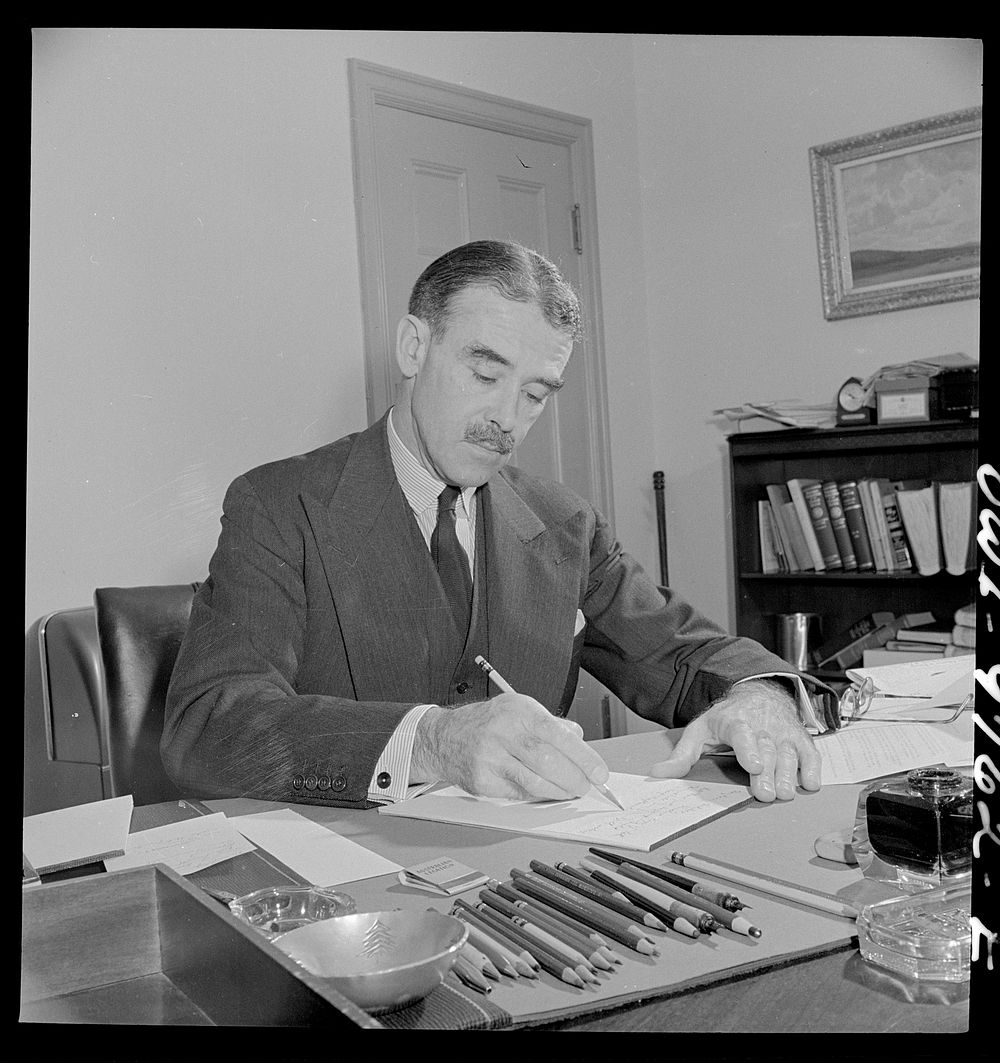 Washington, D.C. The Australian Legation. Minister Casey in his chancery office. Sourced from the Library of Congress.