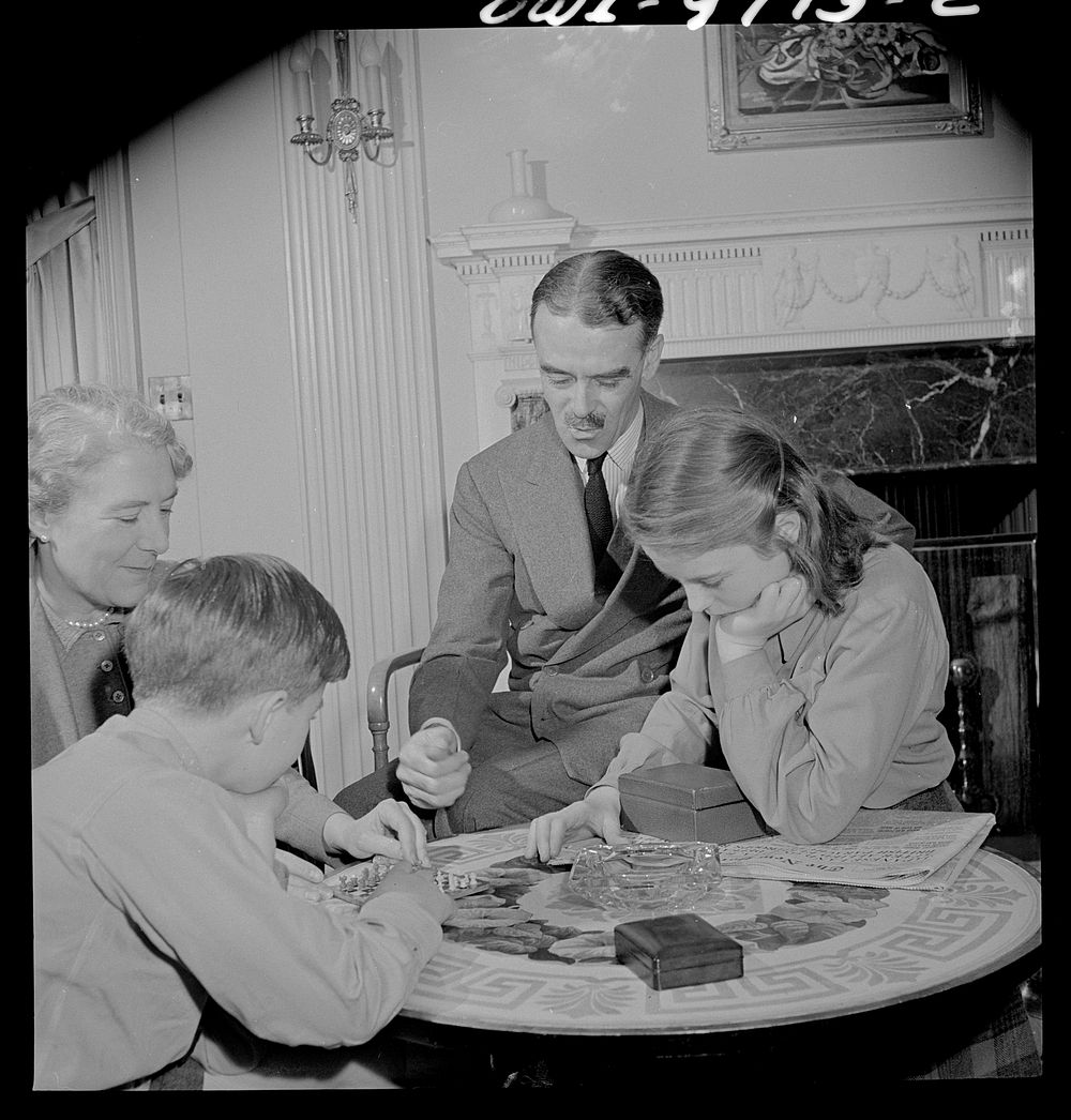 Washington, D.C. The Australian Legation. The family of minister Casey playing cribbage. Sourced from the Library of…