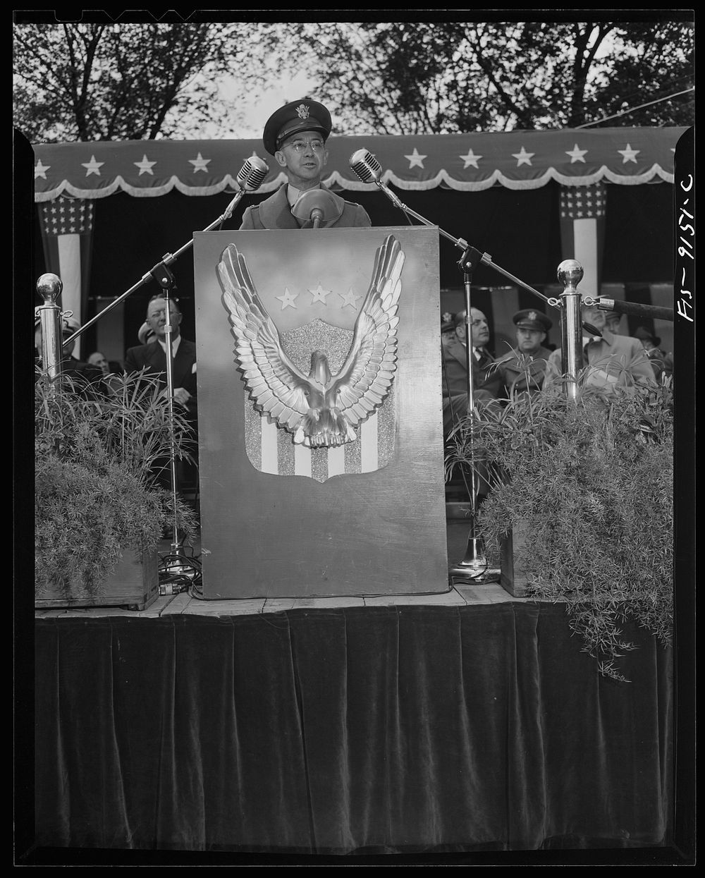 Detroit, Michigan (vicinity). Ceremonies at the presentation of the Army and Navy E award to the Briggs Manufacturing…