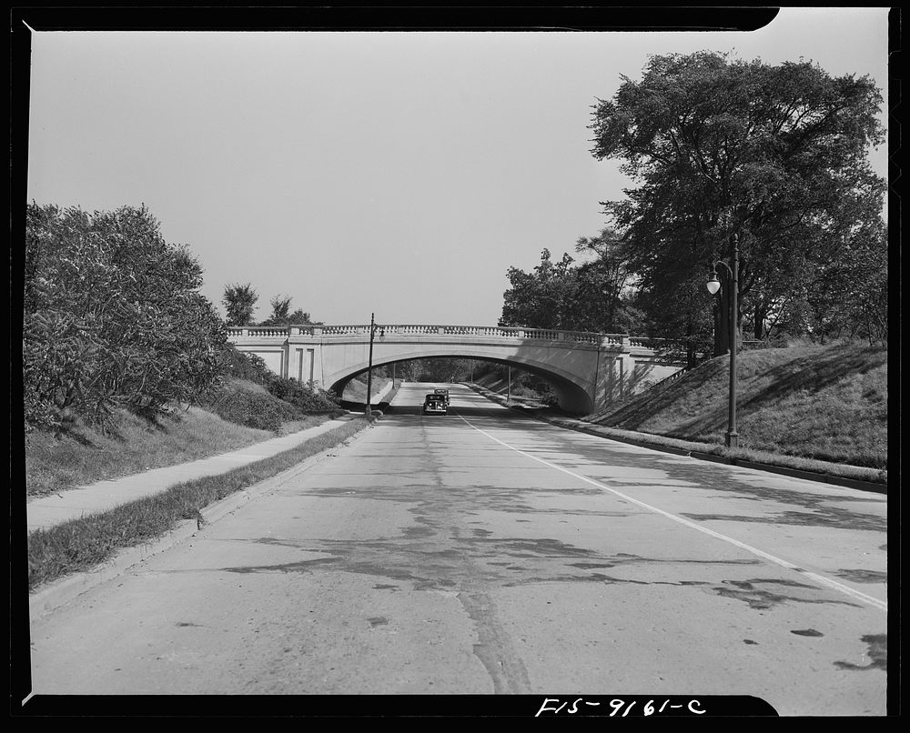 Rogue Park (vicinity), Michigan. Modern overpass. Sourced from the Library of Congress.