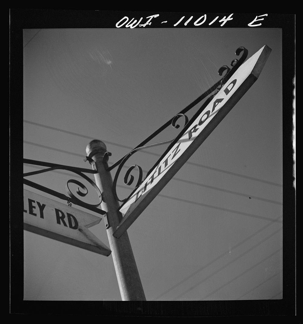 [Untitled photo, possibly related to: Lititz (vicinity), Pennsylvania. November 1942. Sign on highway]. Sourced from the…