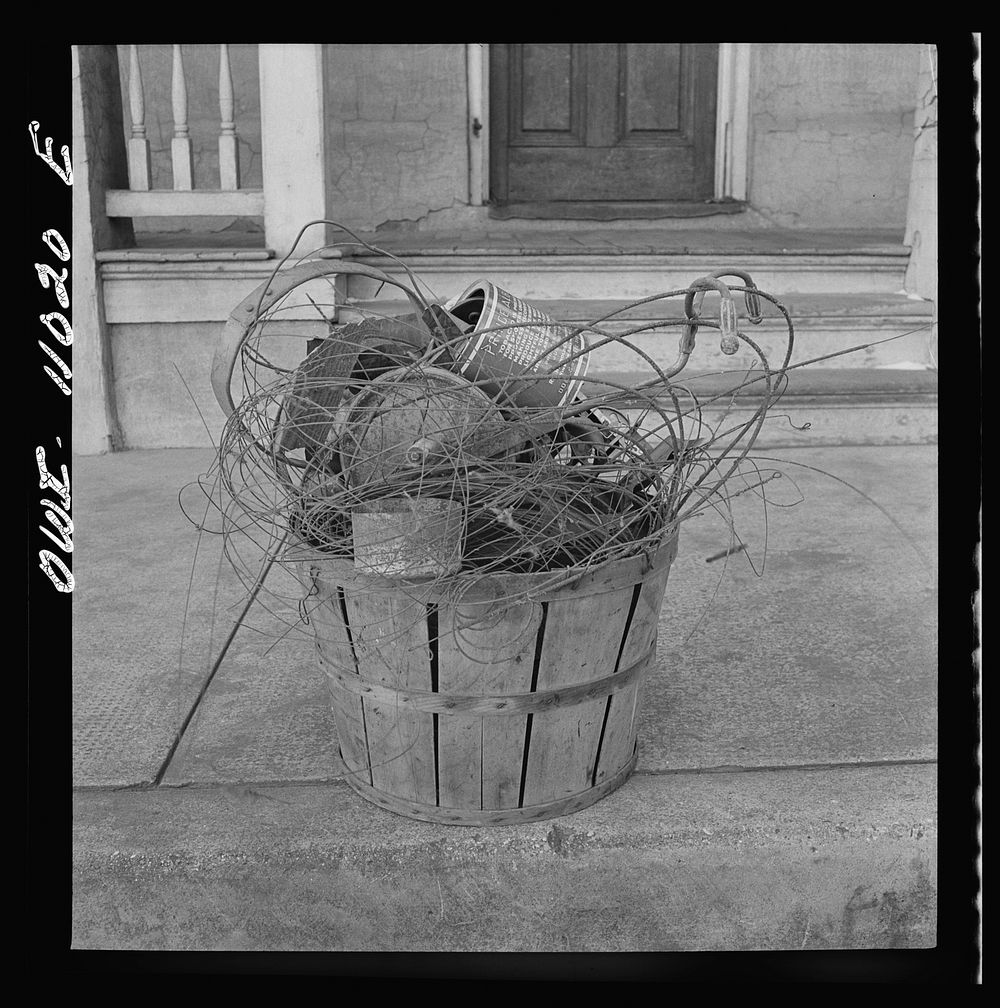 Lititz, Pennsylvania. Scrap collection drive. Each household placed its contribution on the sidewalk. It was picked up by…