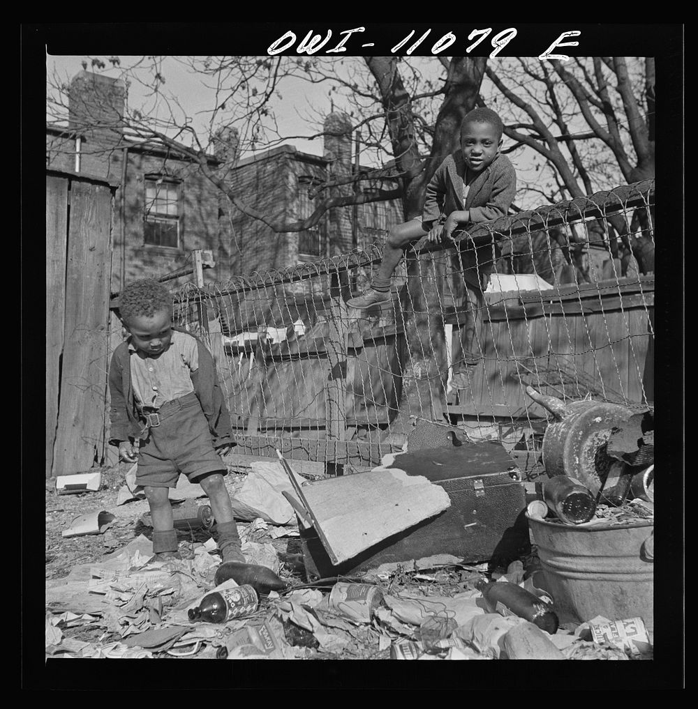 Washington (southwest section), D.C. Two boys playing in their backyard. Sourced from the Library of Congress.