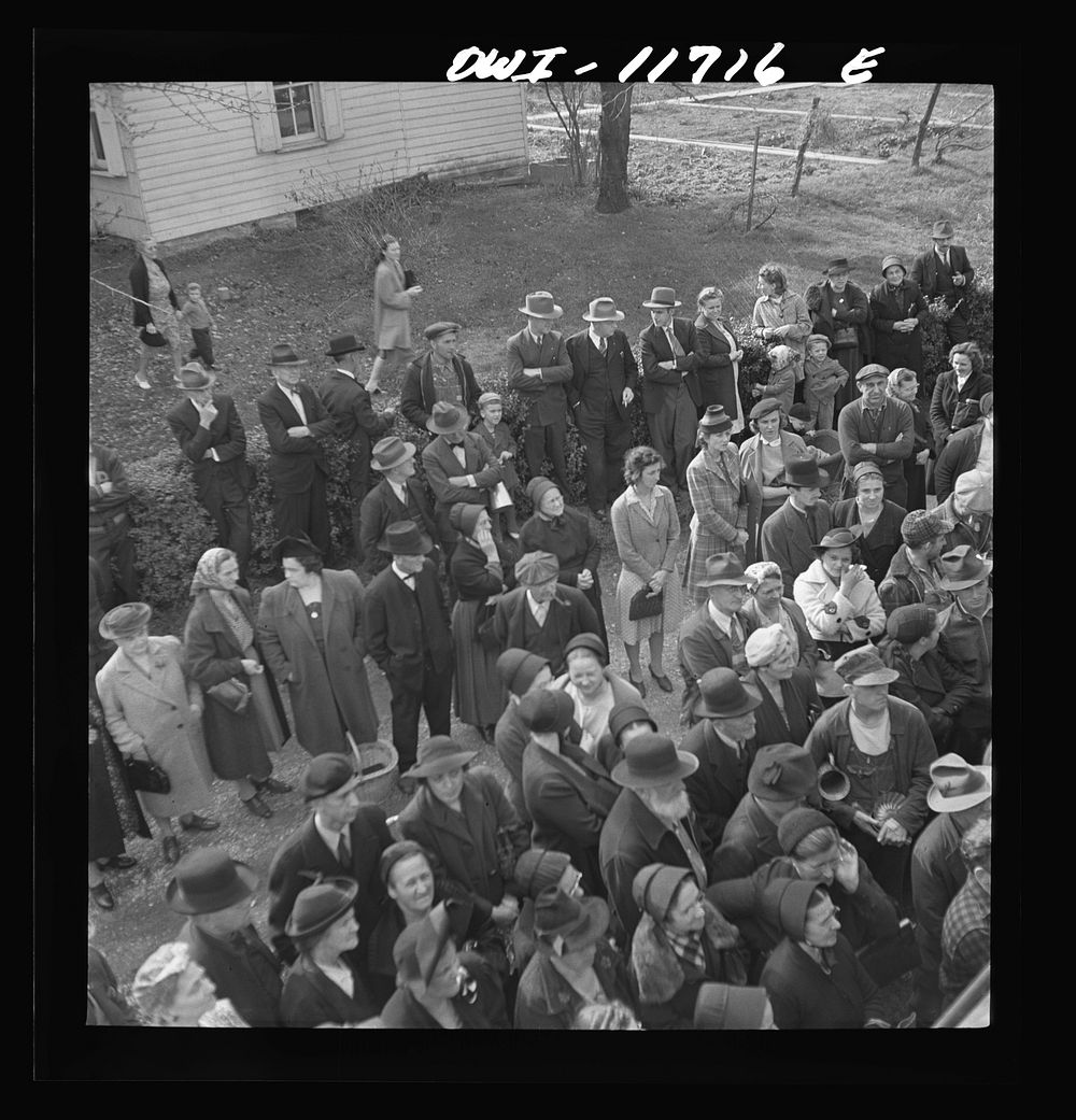 [Untitled photo, possibly related to: Lititz, Pennsylvania. Bidders at a public sale]. Sourced from the Library of Congress.