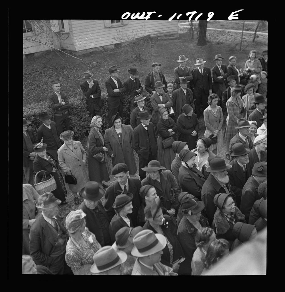 [Untitled photo, possibly related to: Lititz, Pennsylvania. Bidders at a public sale]. Sourced from the Library of Congress.