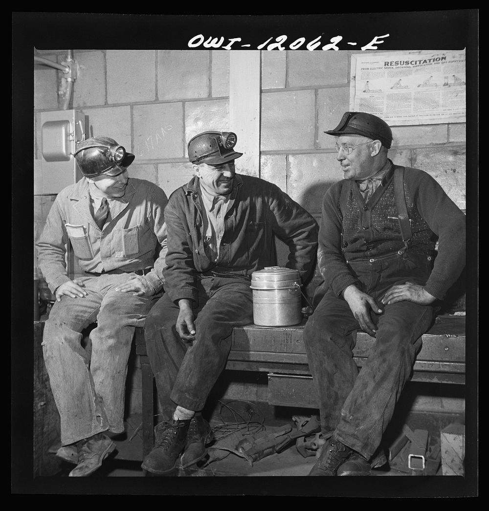 Pittsburgh, Pennsylvania (vicinity). Montour no. 4 mine of the Pittsburgh Coal Company. Lunch time in the machine shop.…