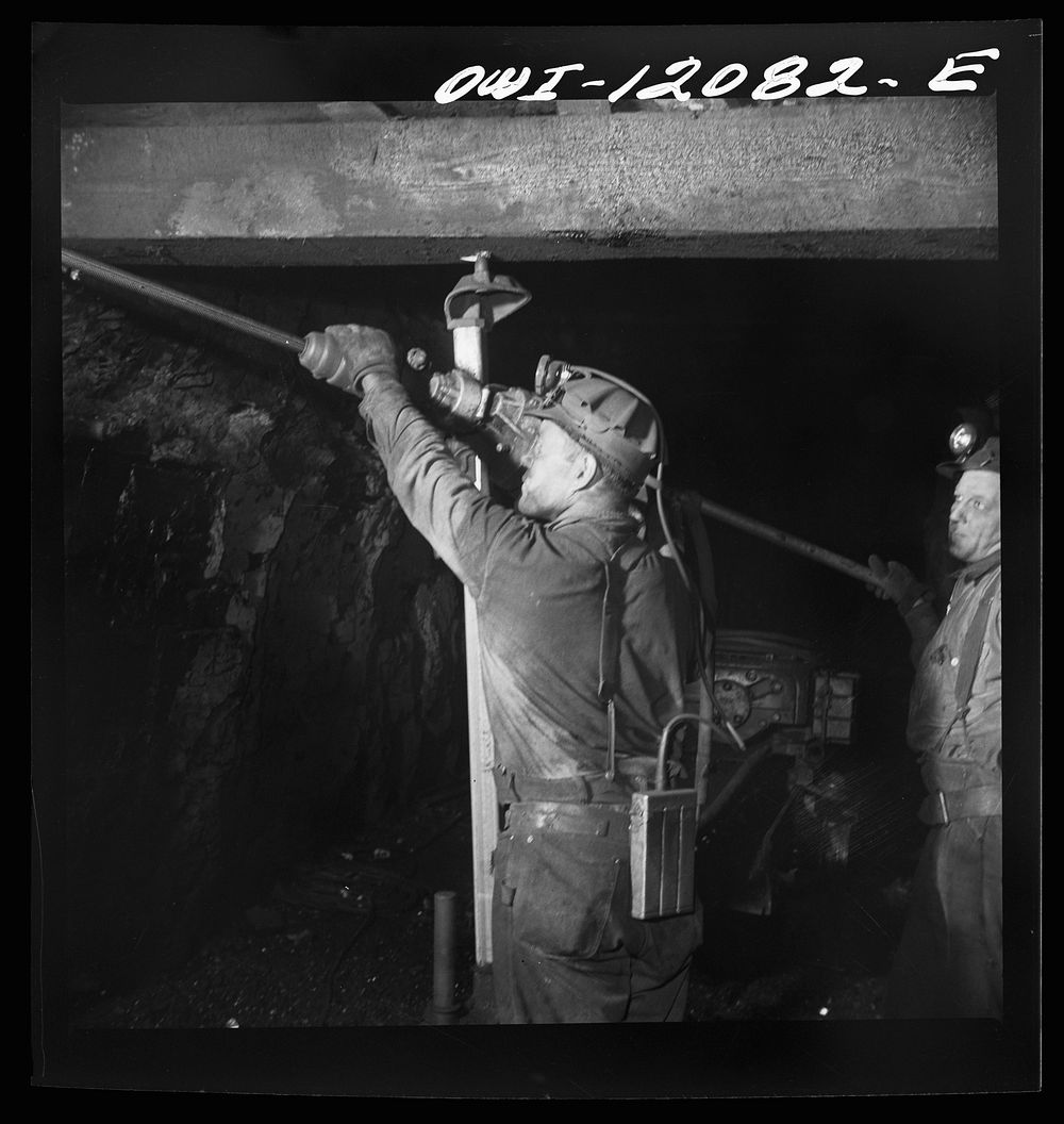 Pittsburgh, Pennsylvania (vicinity). Montour no. 4 mine of the Pittsburgh Coal Company. Drilling. Sourced from the Library…