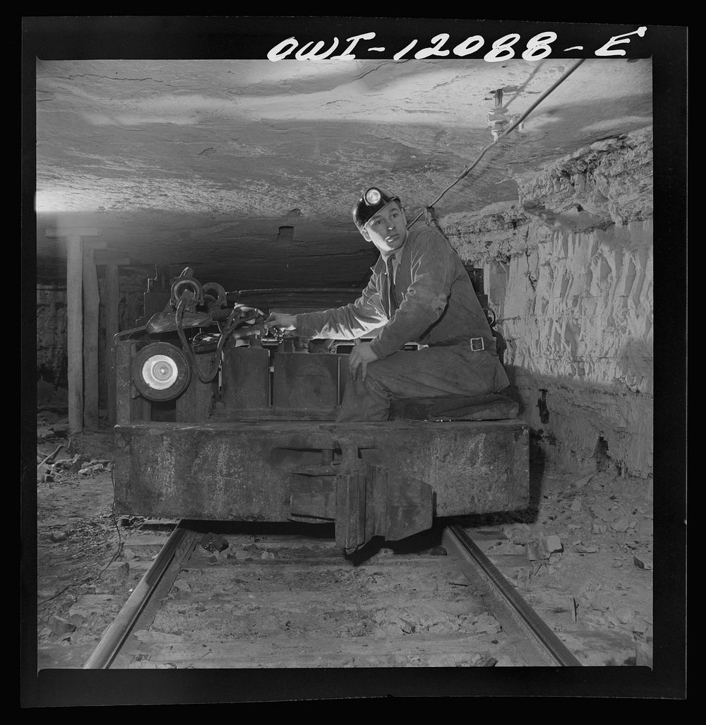 Pittsburgh, Pennsylvania (vicinity). Montour no. 4 mine of the Pittsburgh Coal Company. Mine car operating off a trolley…