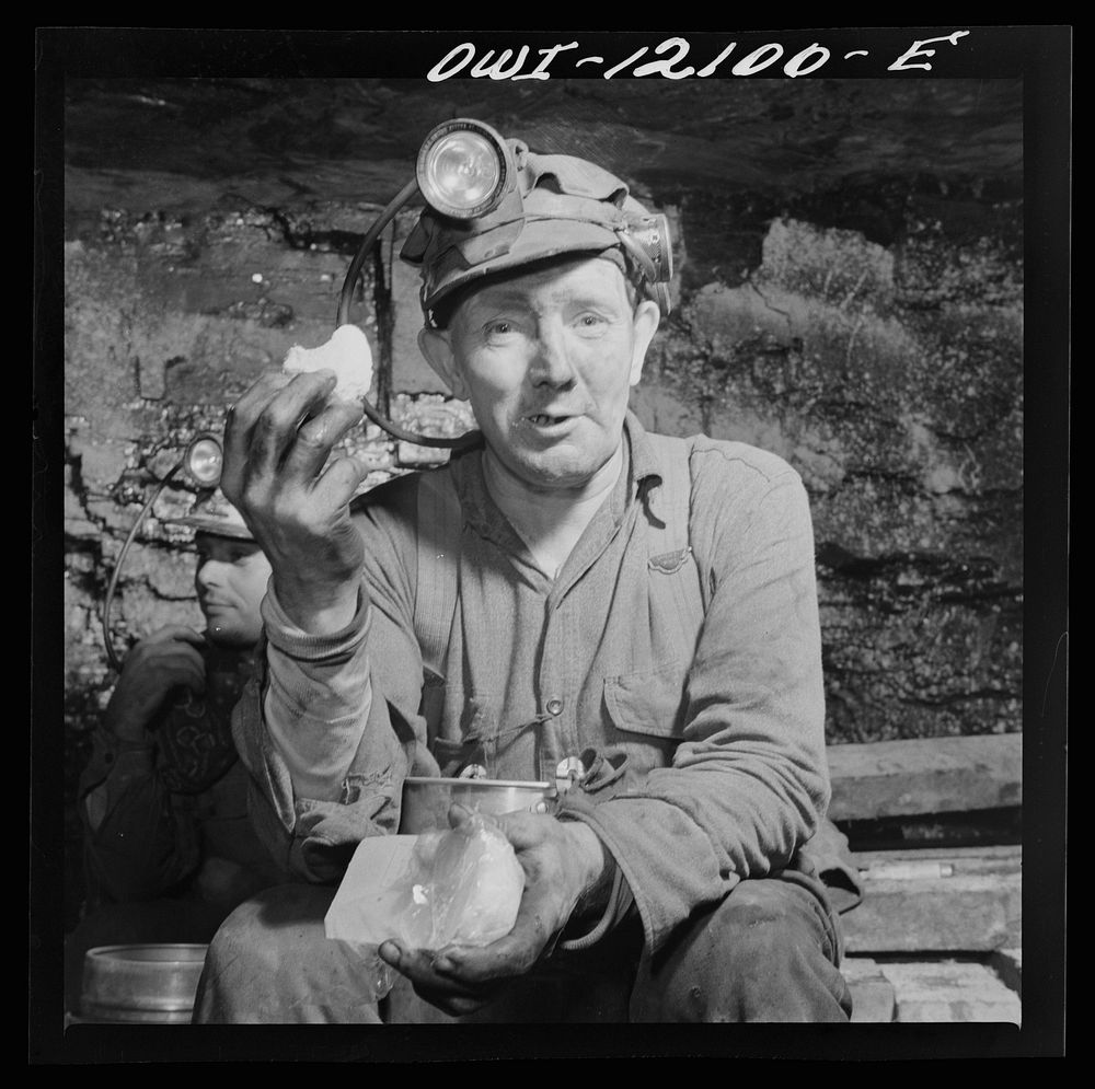 Pittsburgh, Pennsylvania (vicinity). Montour no. 4 mine of the Pittsburgh Coal Company. Noon in the "bean hole". Sourced…