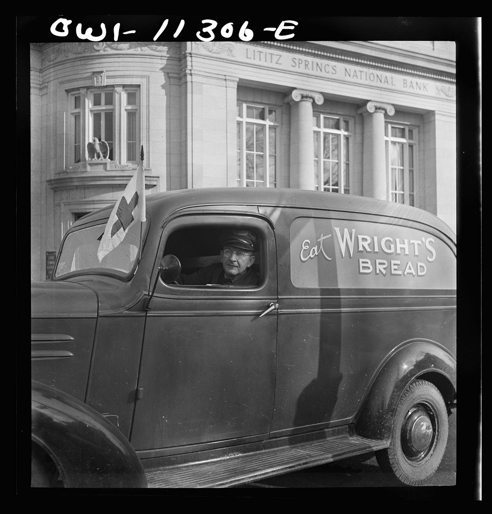 Lititz, Pennsylvania. During air raids this bread truck would be on duty for the Red Cross. Sourced from the Library of…