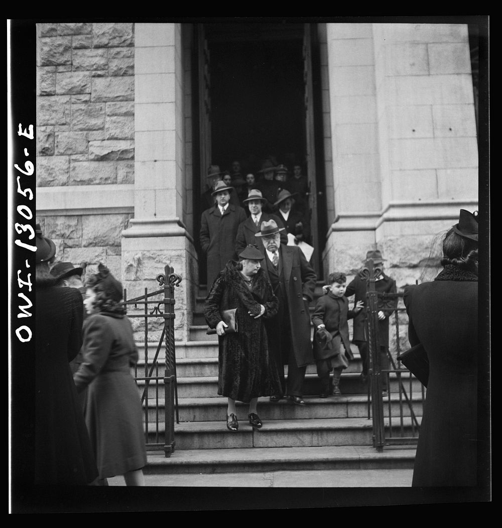 New York, New York. Italian-Americans coming out of Saint Dominick's church on Sullivan street on New Year's day. Sourced…