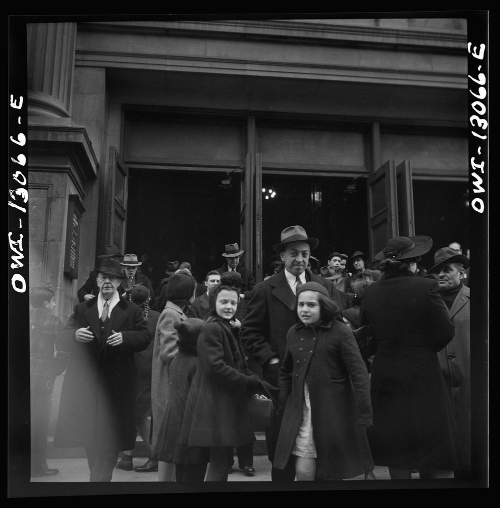 New York, New York. Italian-Americans leaving the church of Our Lady of Pompeii at Bleeker and Carmine Streets, on New…