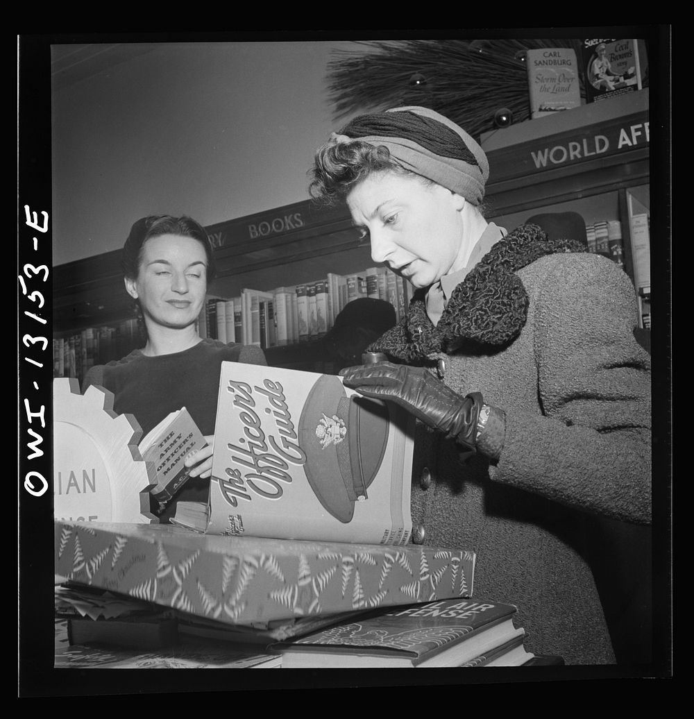 New York, New York. R. H. Macy and Company department store during the week before Christmas, in the book department.…