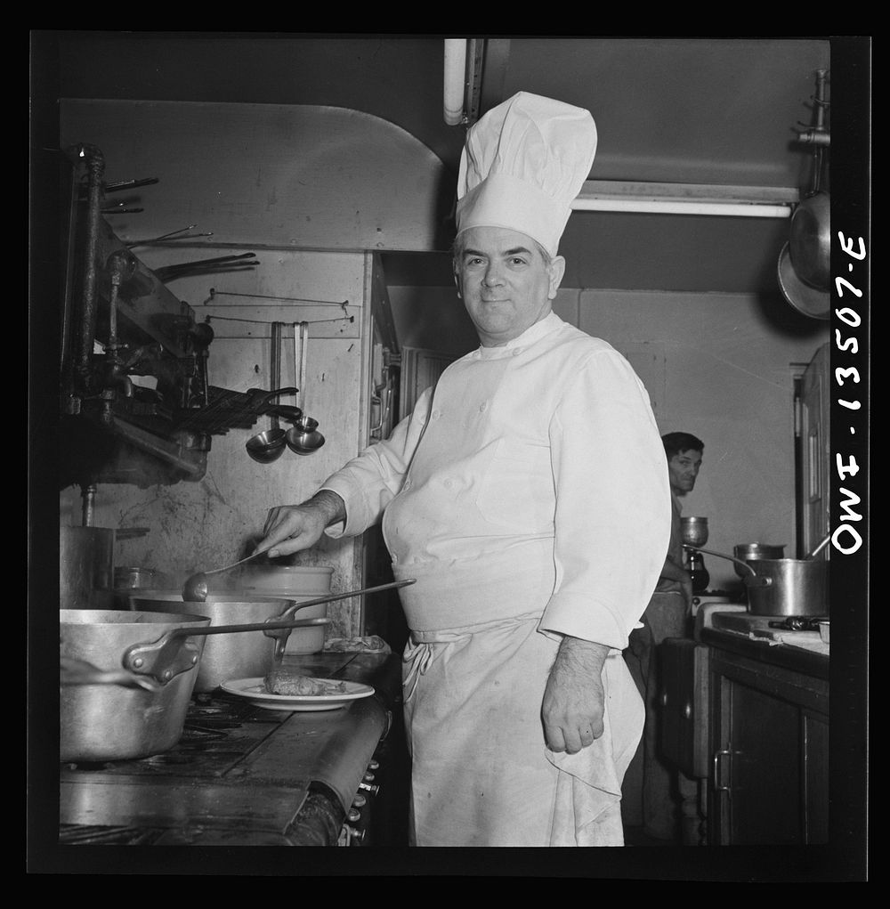 New York, New York. Chef in Sixty-Eight restaurant on Fifth Avenue at Thirteenth Street. Sourced from the Library of…