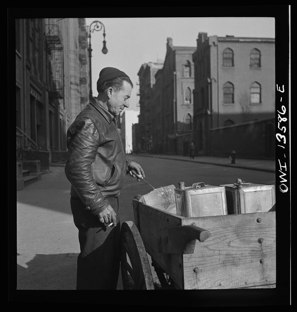 [Untitled photo, possibly related to: New York, New York. Ice man on Mott Street]. Sourced from the Library of Congress.