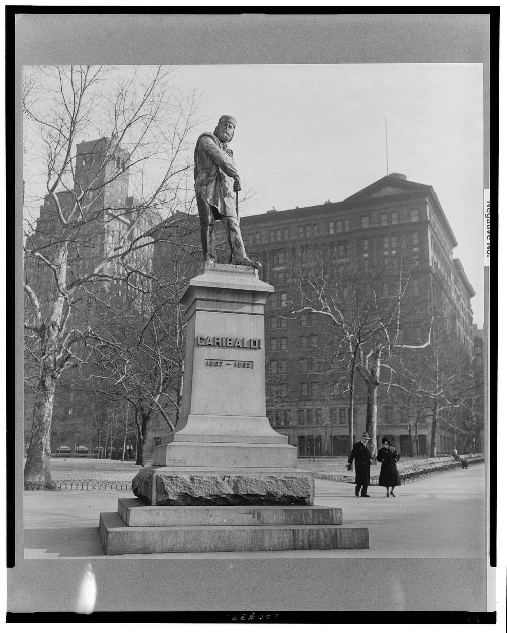 New York, New York. Statue of Garibaldi on Washington Square. Sourced from the Library of Congress.