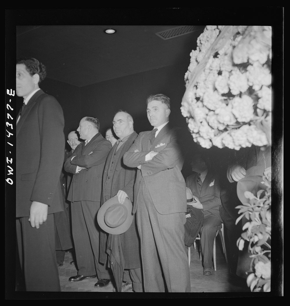 New York, New York. Mourners at the funeral of Carlo Tresca the Italian anarchist publisher of Il Martello, who was murdered…