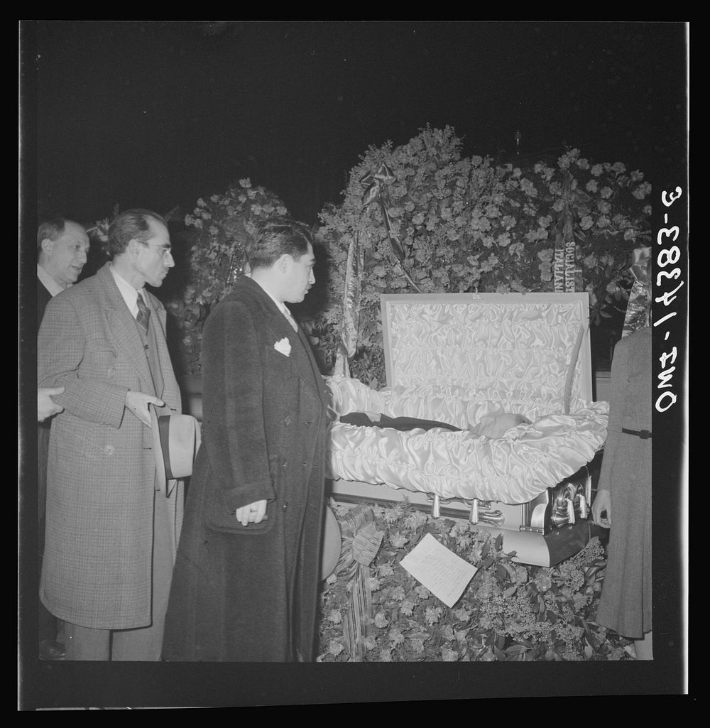 New York, New York. Mourners at the funeral of Carlo Tresca, the Italian anarchist publisher of Il Martello, who was…