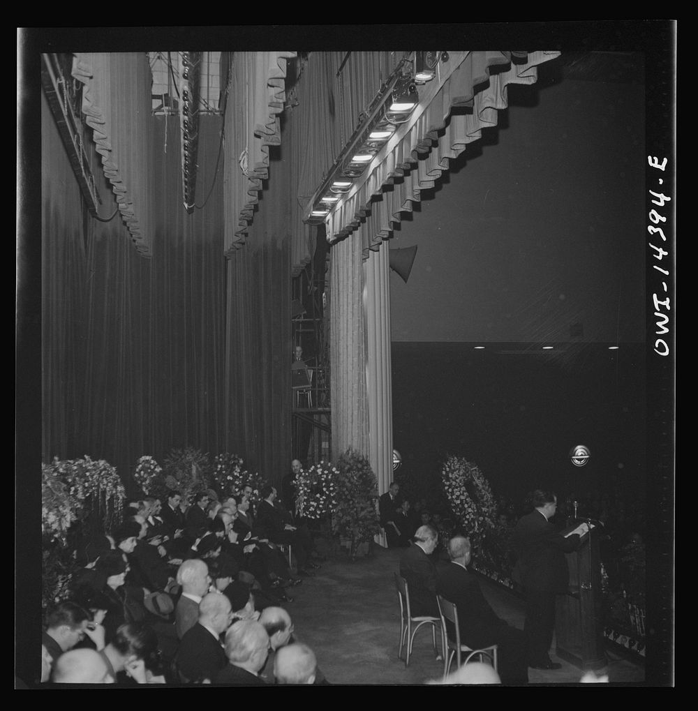 [Untitled photo, possibly related to: New York, New York. Prominent anti-fascist Italo-Americans made speeches, and sat on…