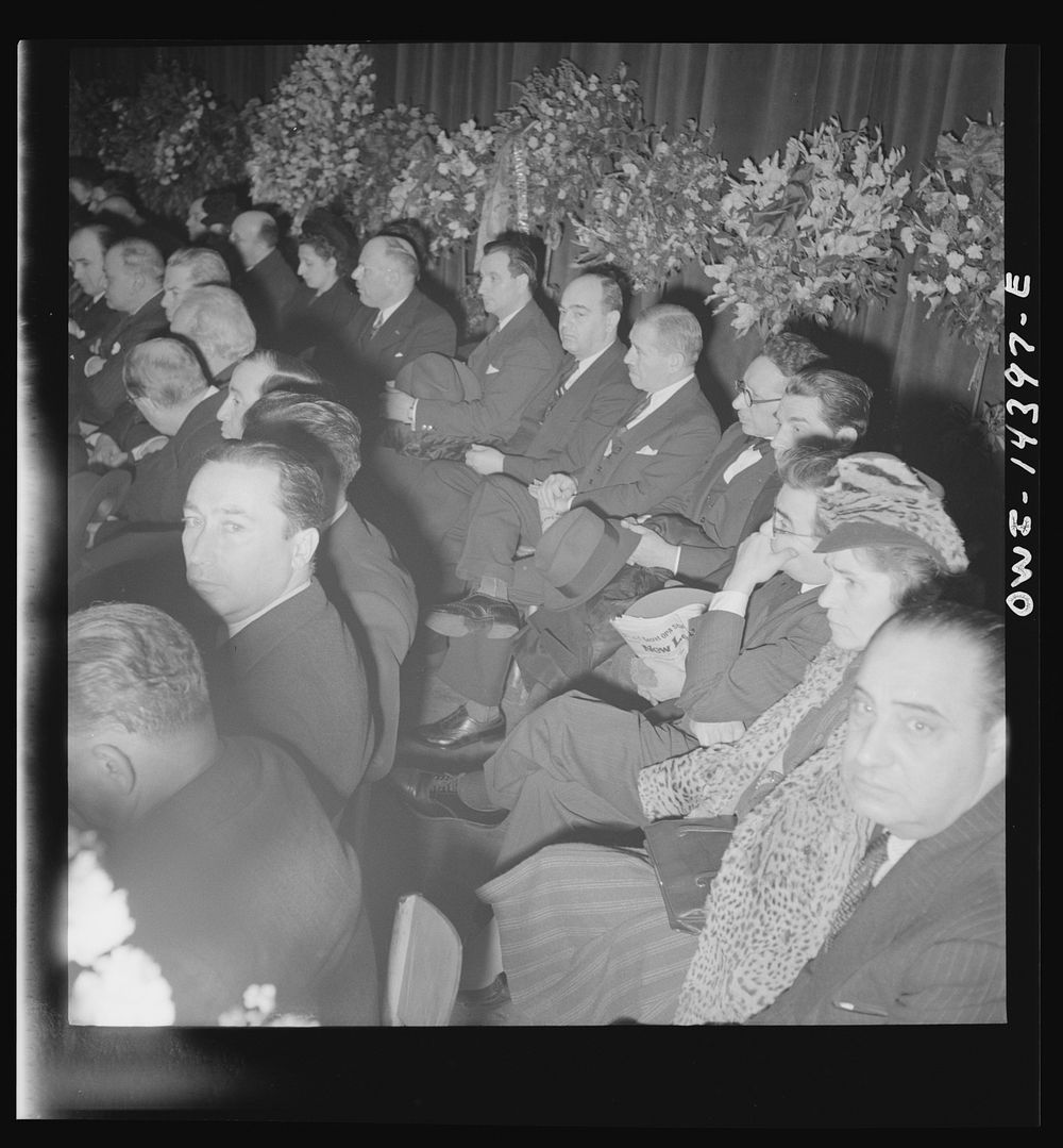 New York, New York. Prominent anti-fascist Italo-Americans made speeches, and sat on the stage in Manhattan Center at the…