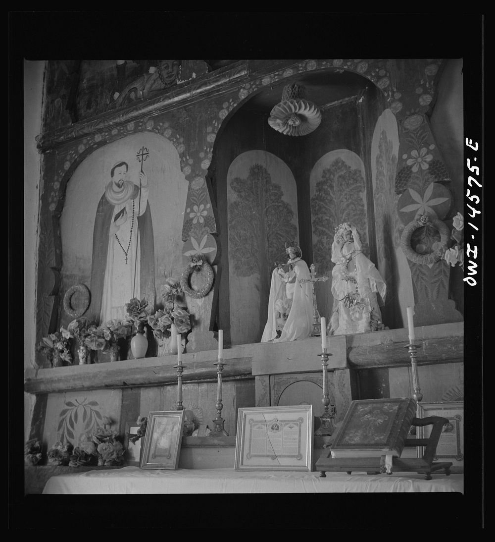 Trampas, New Mexico. Santos on the main altar in a church which was built in 1700 and is the best-preserved colonial mission…
