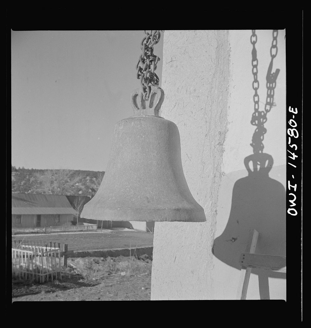 Trampas, New Mexico. The bell "Gracia" near the entrance of the church which was built in 1700 and is the best-preserved…