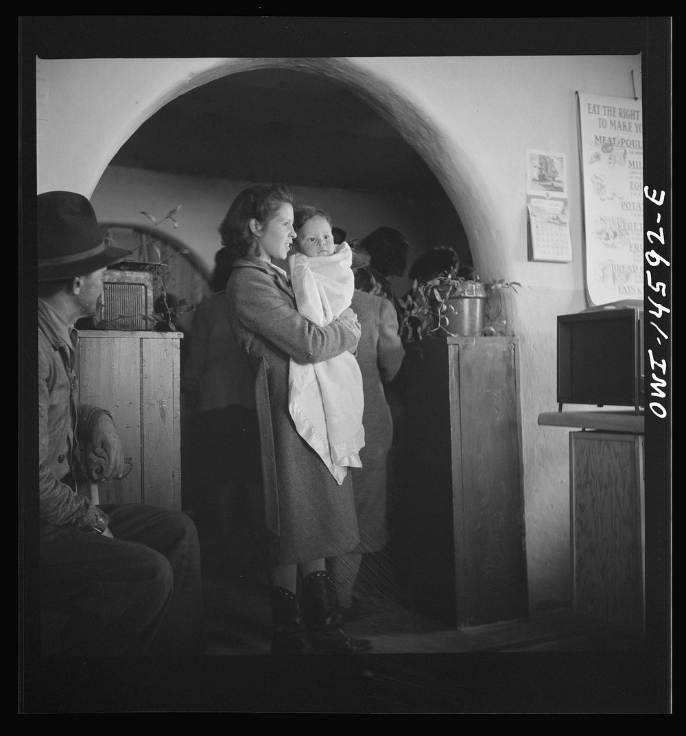 [Untitled photo, possibly related to: Penasco, New Mexico. Examination day at the clinic operated by the Taos County…