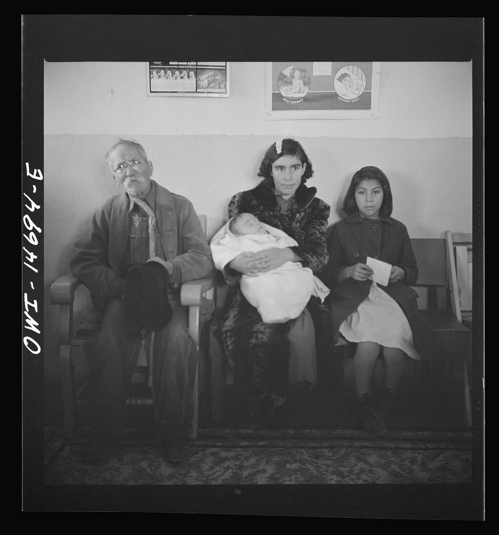 [Untitled photo, possibly related to: Penasco, New Mexico. Waiting room of the clinic operated by the Taos County…