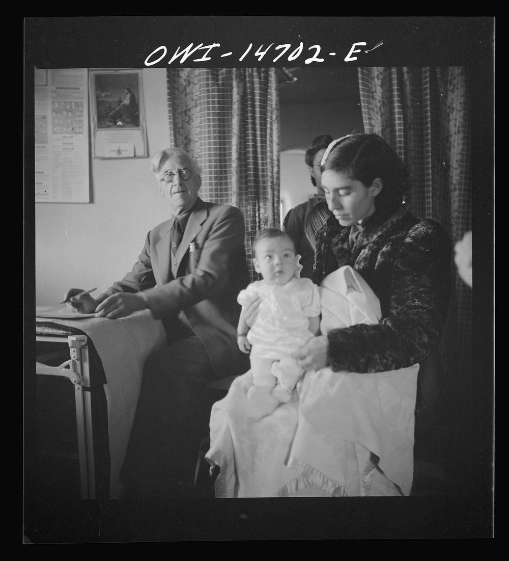 [Untitled photo, possibly related to: Penasco, New Mexico. Waiting room of the clinic operated by the Taos County…