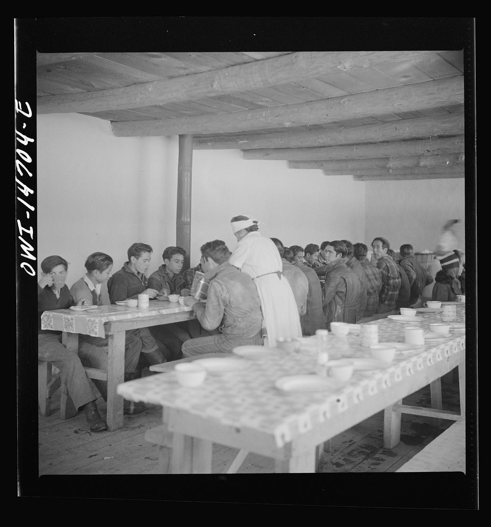 [Untitled photo, possibly related to: Penasco, New Mexico. Hot lunch provided by community support at a grade and high…