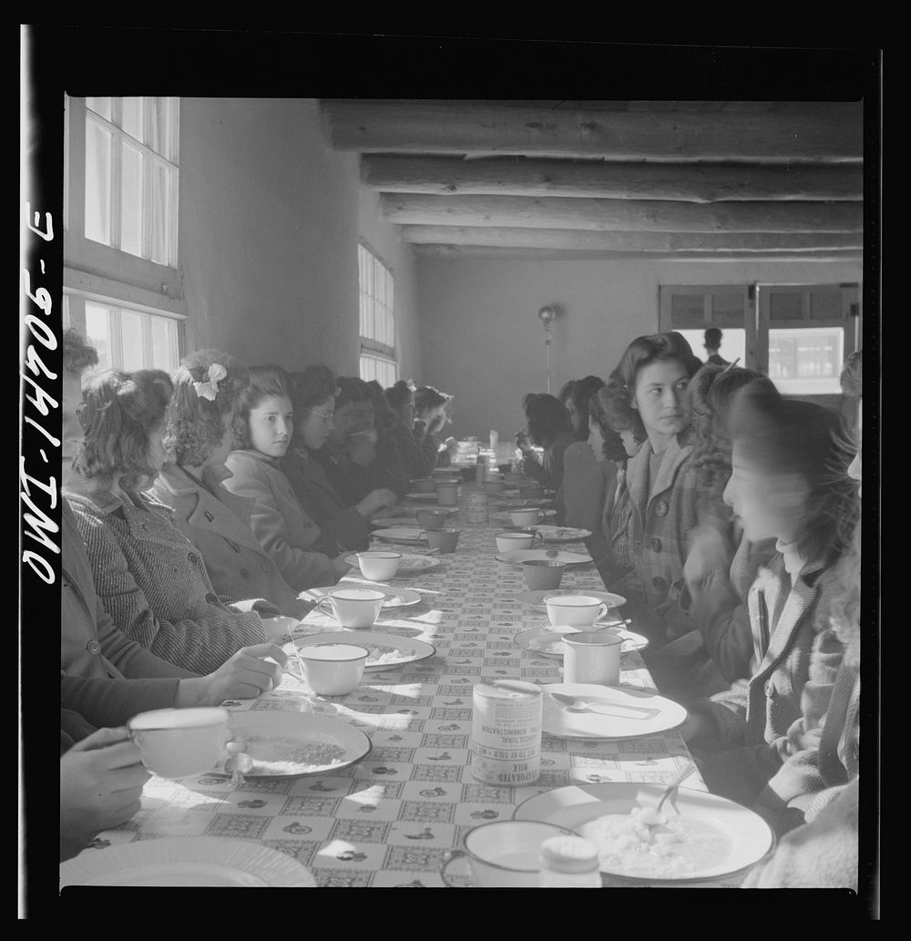 [Untitled photo, possibly related to: Penasco, New Mexico. Hot lunch provided by community support at a grade and high…