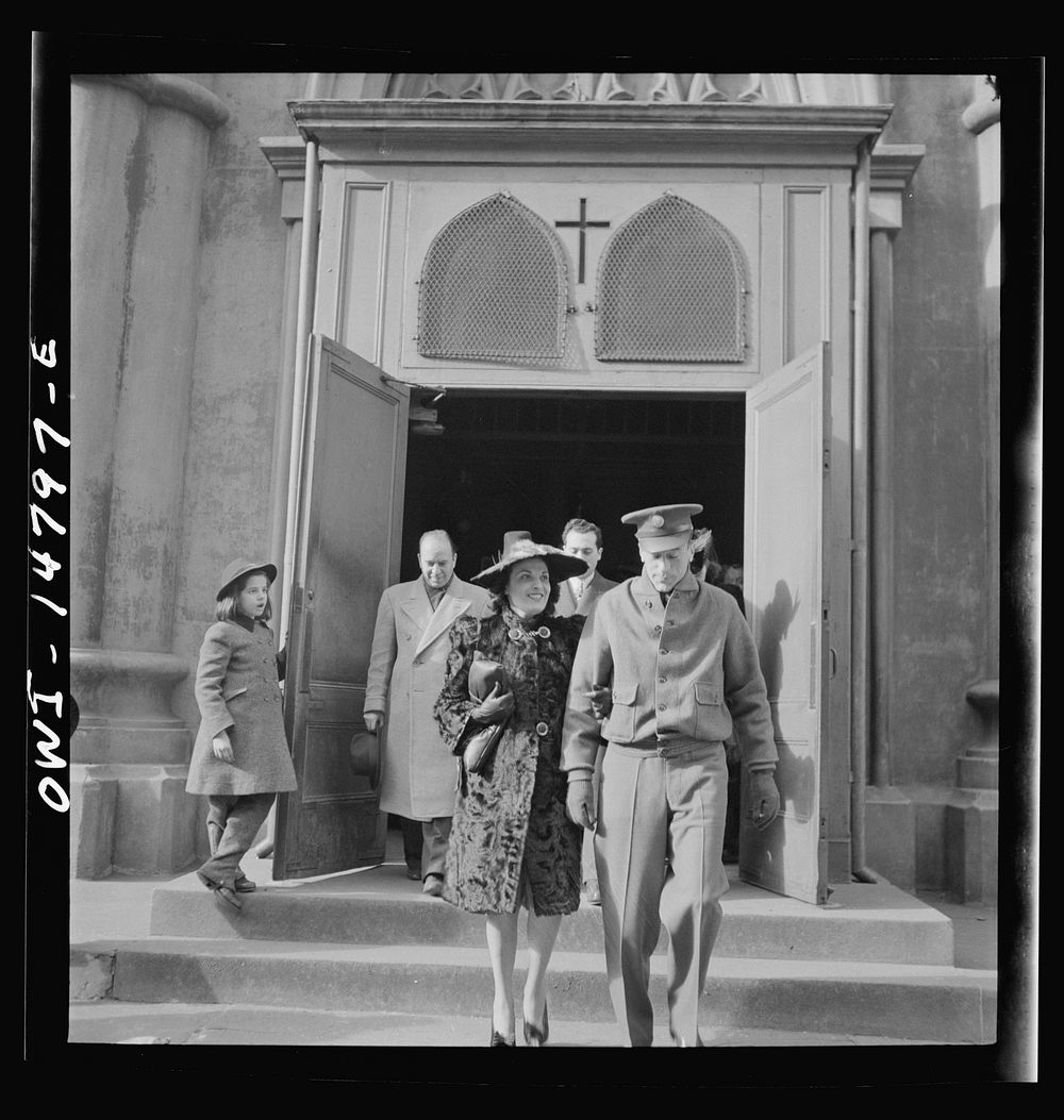 New York, New York. Italian-American leaving Saint Patrick's church on Mulberry Street on Sunday morning. Sourced from the…