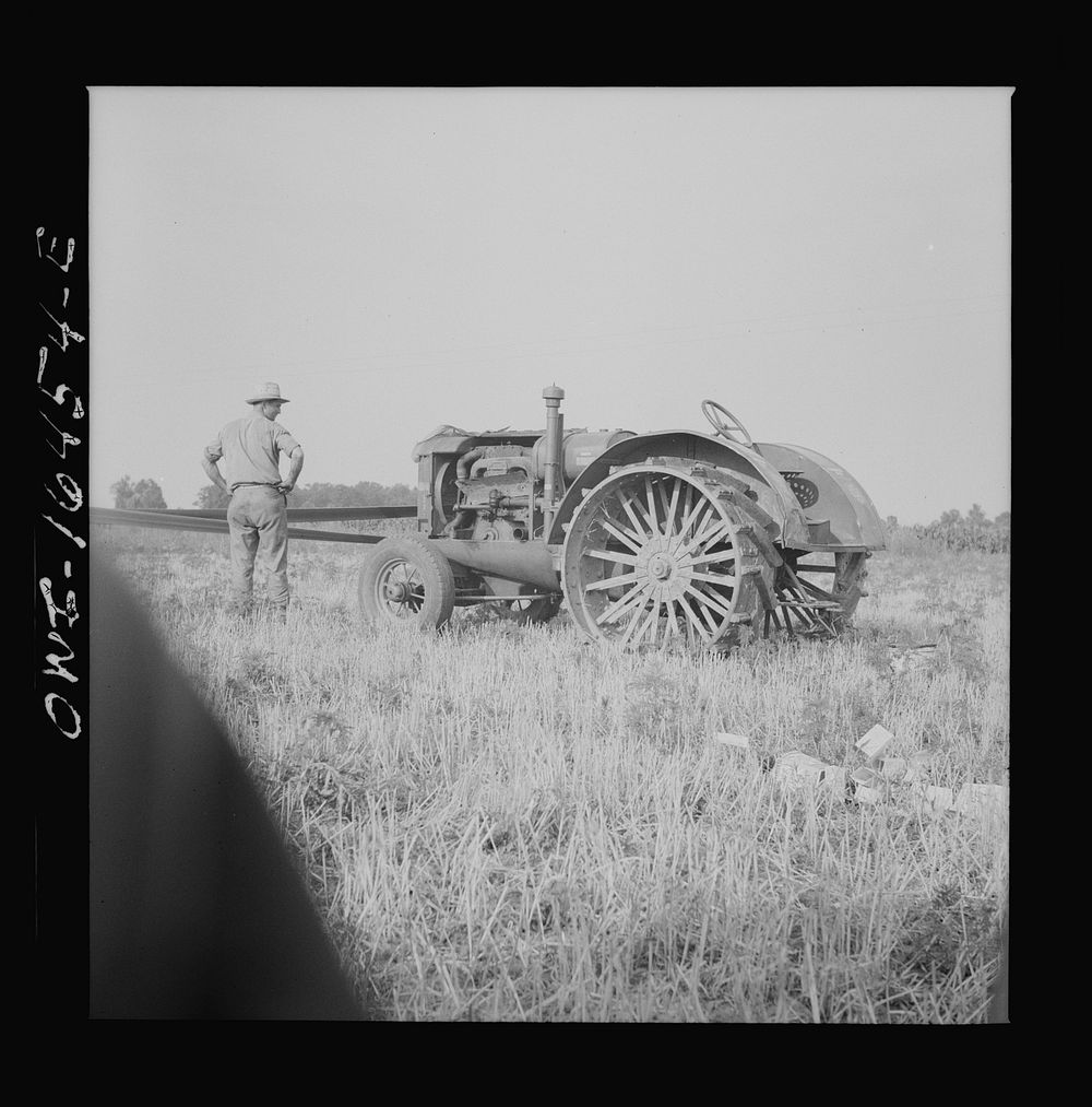 [Untitled photo, possibly related to: Jackson, Michigan. Tractor which runs a threshing machine]. Sourced from the Library…